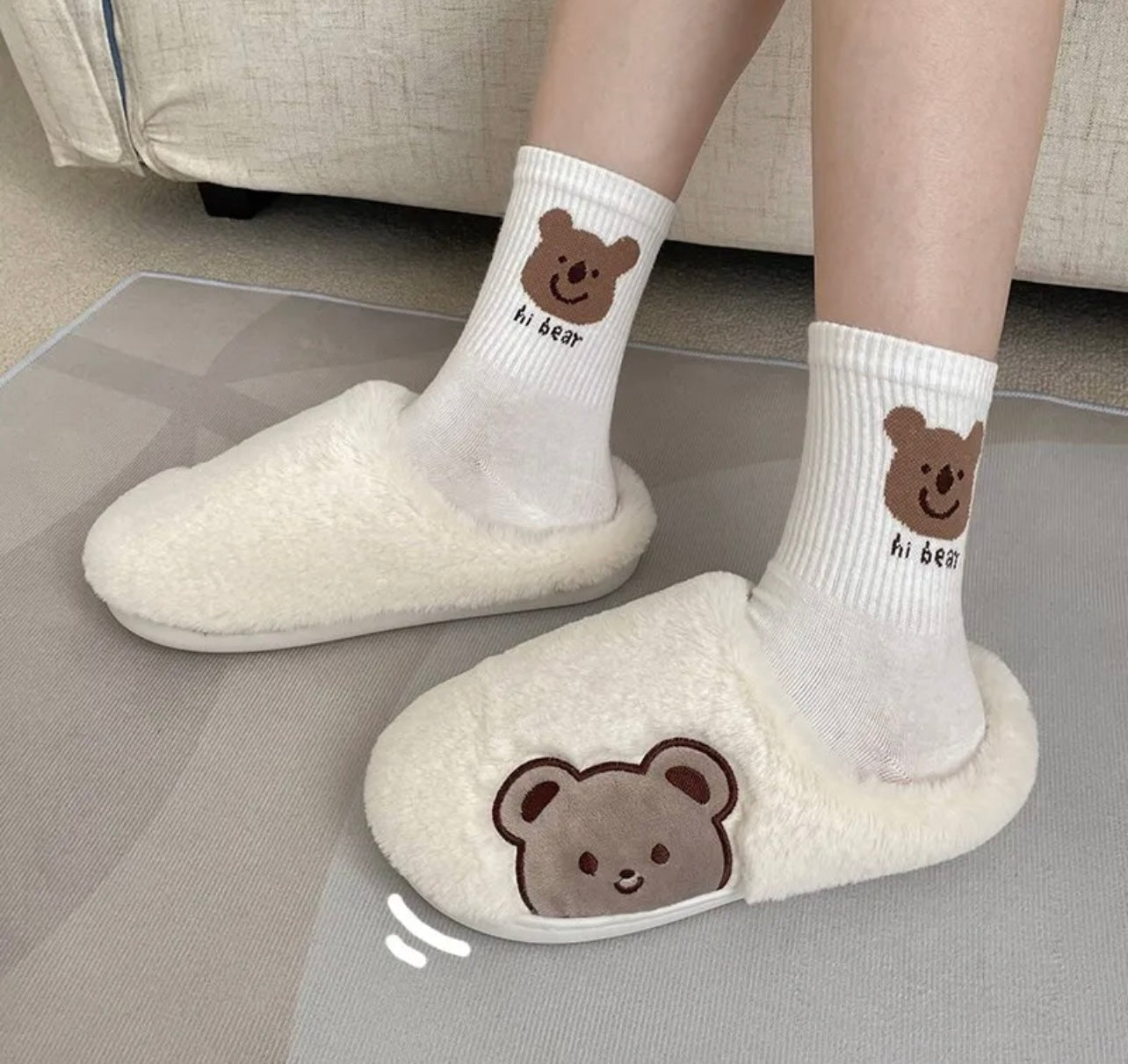 Bear Plush Slippers (Preorder)